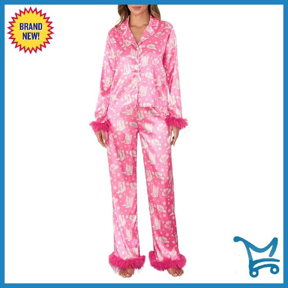 Silk Pajama Set with Button Down Shirt & Wide Leg Pants